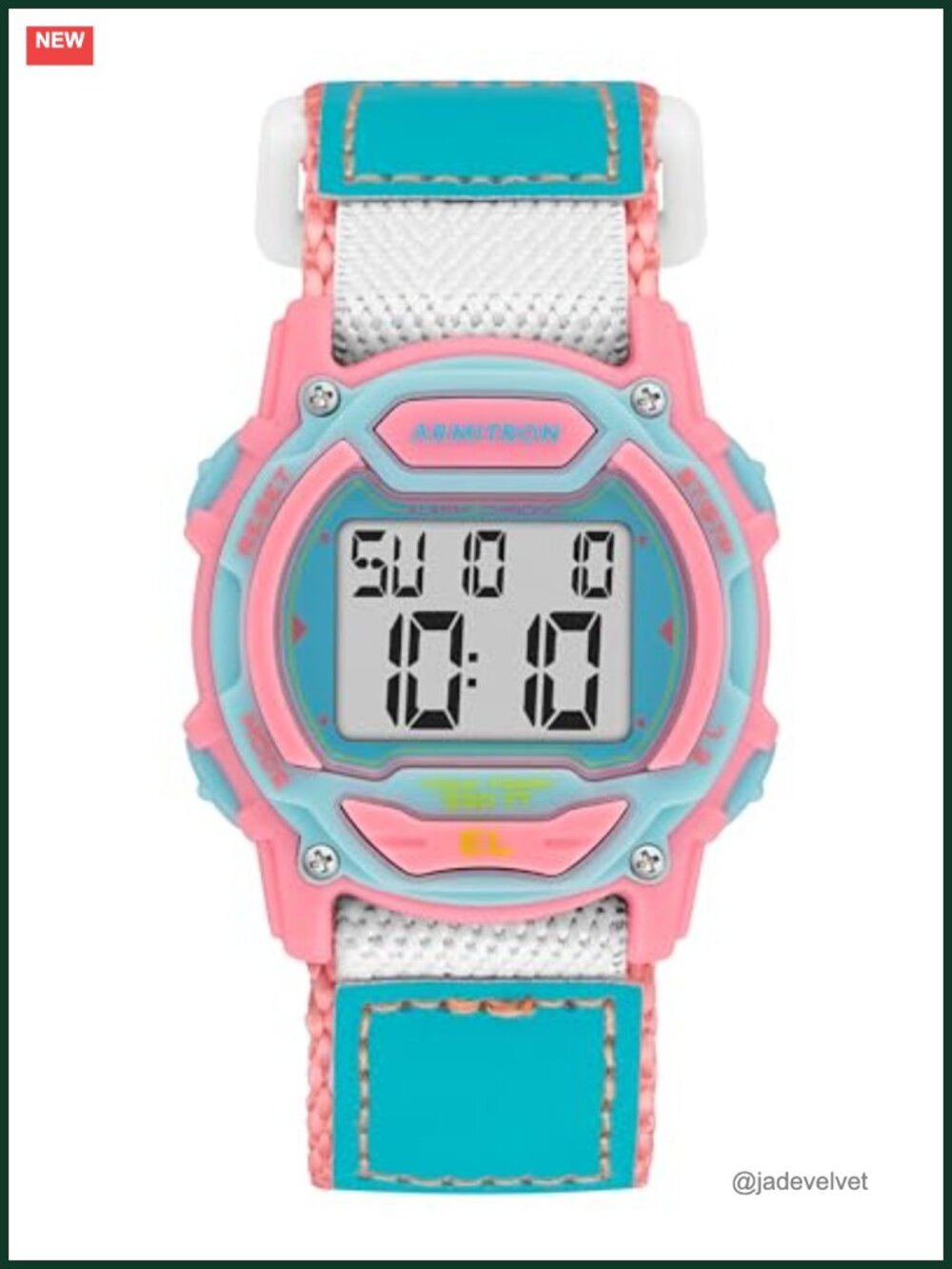 Digital Chronograph Watch with Nylon Strap Hook and Loop Water Resistant